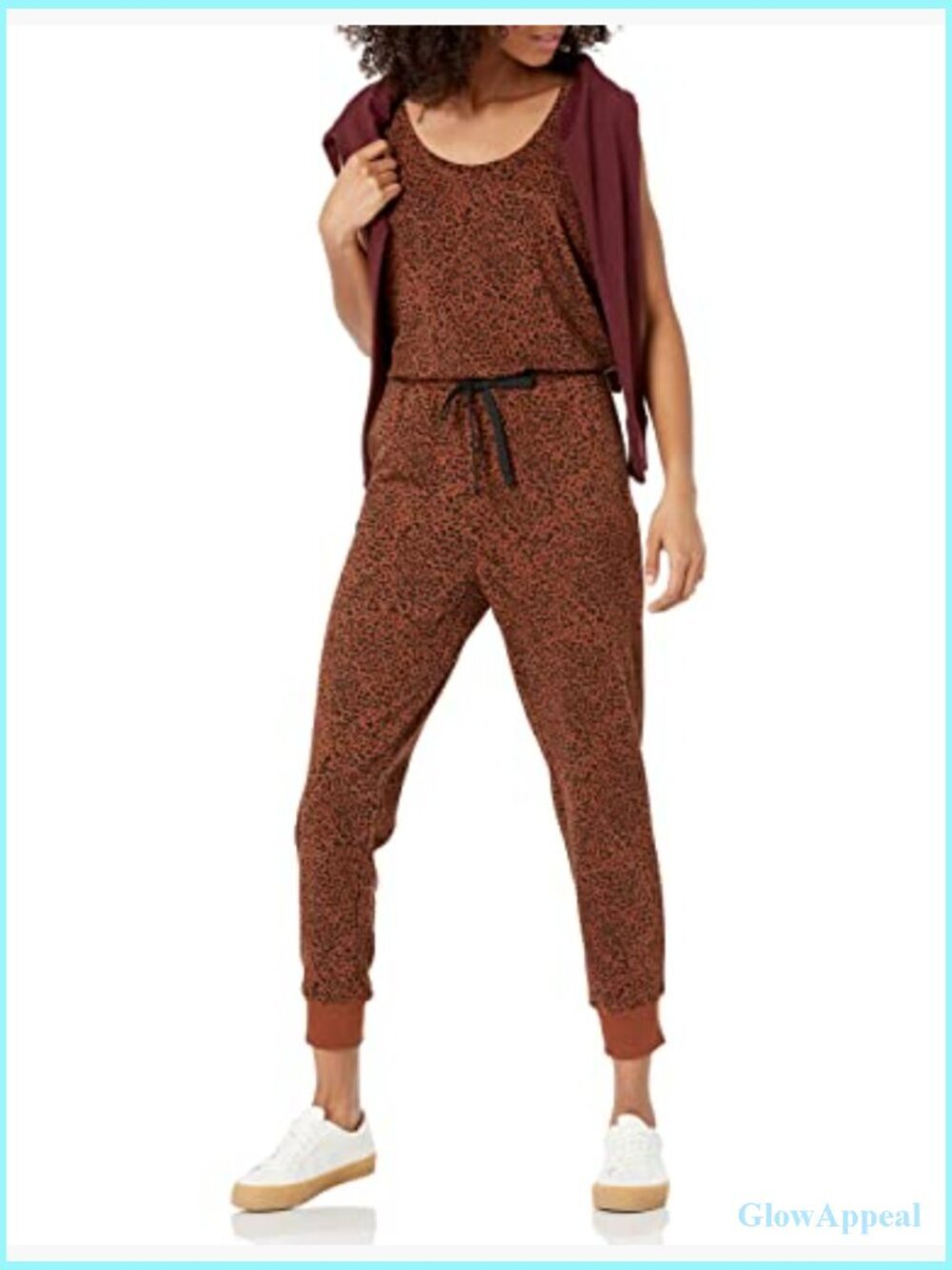 Women's Studio Terry Stretchy Jumpsuit Exercise Jogger Drawstring - Picture 3 of 7